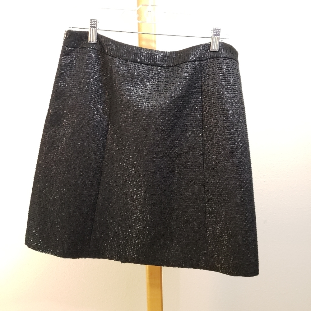 Tahari skater mini skirt metallic side zip pleat - Picture 6 of 7